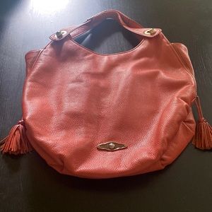 Elliott Luca orange shoulder bag🌸14x15 leather with side zippers and tassels🌸